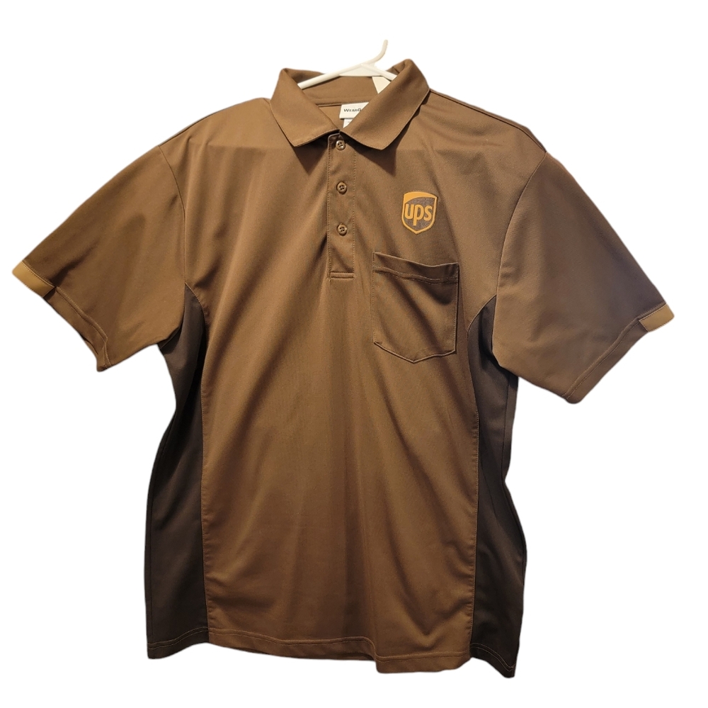 UPS size M United Parcel Service Brown Uniform Short Sleeve polo shirt